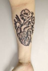 Arm tattoo material, male arm, flower and heart tattoo picture