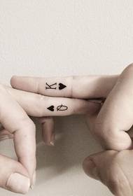 Couple finger on playing card KQ tattoo