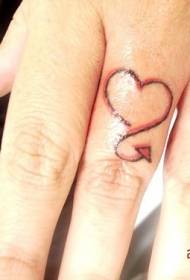 Little devil heart shaped finger tattoo pattern