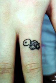 Girl finger cute little turtle tattoo pattern