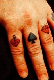 Finger colorful playing card symbol tattoo picture