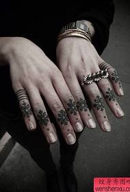 A picture of a cool Chinese knot finger tattoo artwork