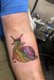 Snail tattoo pattern male snail tattoo picture on the arm