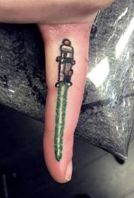 Padrão de tatuagem de espada simples luz verde