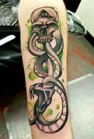 Tattoo djall djall djalli krah për krahu dhe foto tatuazh gjarpri