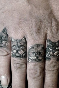 Various cute kitten tattoos on the finger