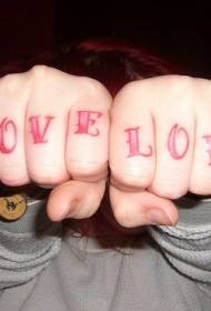 Pirkstu sarkana mīlas vēstules tetovējuma raksts