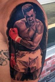 Tatuaje de ombreiro de cor natural parcial ombreiro Muhammad Ali