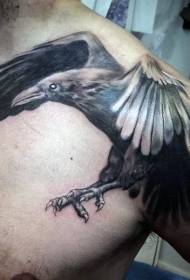 Disseny superior del patró de tatuatge de corb negre i gris