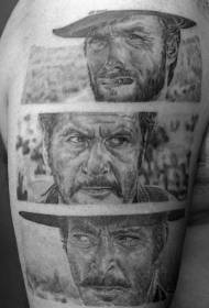 modello di tatuaggio attore occidentale realistico grigio nero spalla