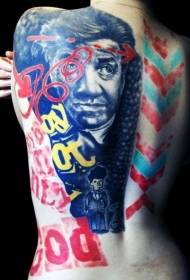 back not Ordinary style large color portrait tattoo