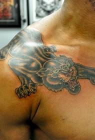 male shoulder angry panther tattoo pattern