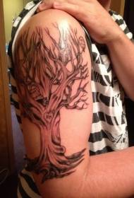 shoulder brown beautiful big tree tattoo pattern