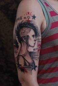 Tatuaje de PS de software de procesamento de imaxe estilo punk muller