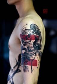 მხრის ფერი თანამედროვე სტილის owl tattoo ნიმუში