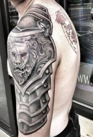 Velké rameno šedé středověké rameno lví zbroj tetování vzor