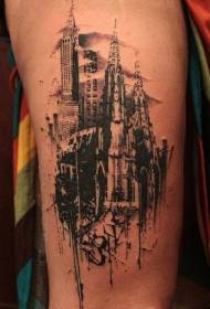 New style black urban landscape with tattoo pattern