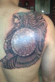 shoulder brown Indian warrior tattoo pattern