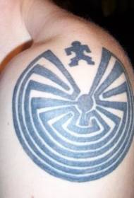 shoulder black large labyrinth tattoo pattern