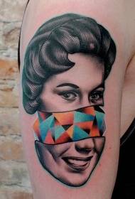 Surrealistische stijl van gekleurde geometrie Grafische vrouw tattoo foto