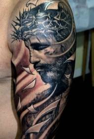 ώμους θεαματικό θρησκευτικό στυλ Ιησού πορτρέτο τατουάζ