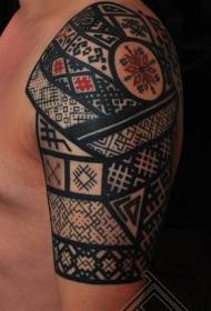 Sorbalda apaindutako estilo koloreko armadura apaingarriak tatuaje ereduarekin