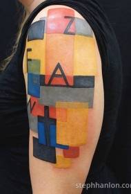 color shoulder tattoo geometric letter tattoo pattern