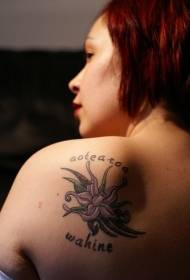 Patrón de tatuaje de orquídea de color púrpura claro de hombro