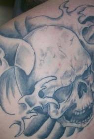 Shoulder black gray scary crying skull tattoo pattern