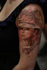 Иық түсті 3D Одри Хепберн портреті тату-сурет үлгісі