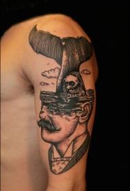 skouer swart ongewone styl skildery halwe portret half tatoeëring
