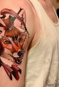 ombro nova escola estilo cor misteriosa raposa tatuagem
