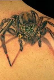 male shoulder realistic spider tattoo pattern