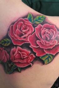 Kvindelig skulderfarve blomster tatoveringsmønster
