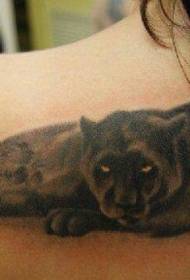 shoulder realistic color panther tattoo pattern
