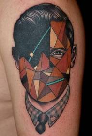 retro stil šareni geometrijski uzorak portreta tetovaža