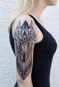 ženské černé rameno hinduistický styl tetování vzor