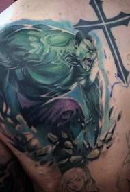 boja ramena vintage stripovski zeleni uzorak divovske tetovaže