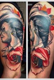 жіночий колір плеча троянди жінка татуювання візерунок