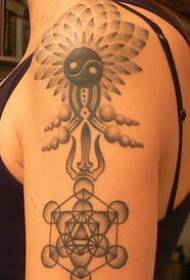 shoulder black Indian mysterious geometric shoulder tattoo