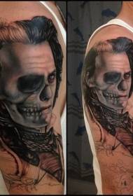 impressive unfinished shoulder man portrait tattoo