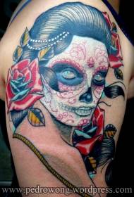 Gammeldags mexicansk traditionel kvinde portræt tatovering billede