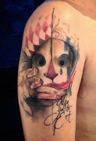 shoulder color clown mask tattoo pattern