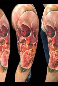 Schulterfarbe Totenkopf mit Herz Tattoo Muster