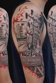 culore di spalla Los Angeles cità muderni tatuaggi