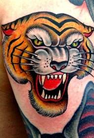 Arm Asian style multicolored screaming tiger tattoo pattern