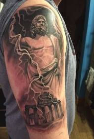 Shoulder brown funny Zeus tattoo picture