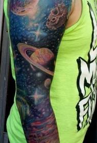 Цветна рака оригинална боја масивен соларен систем тетоважа шема