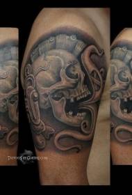 stone carving style ancient statue shoulder Tattoo picture