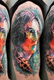 modèle de tatouage portrait Lennon couleur épaule nouveau style